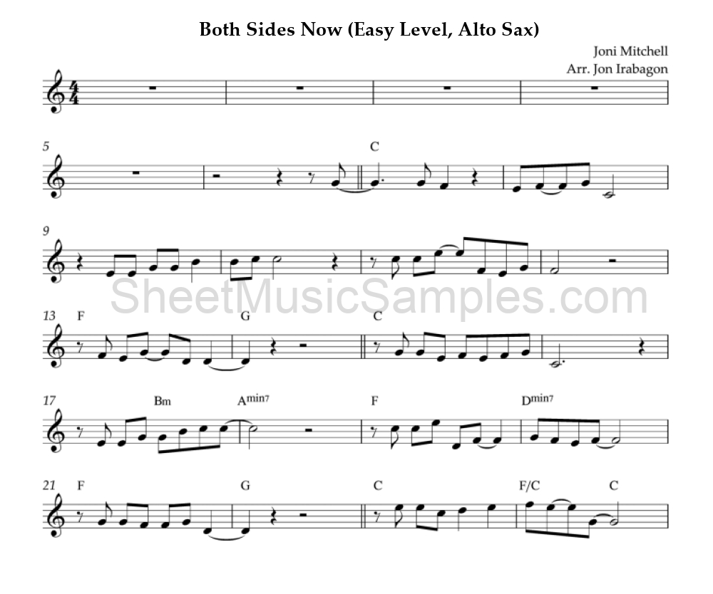 Both Sides Now (Easy Level, Alto Sax)