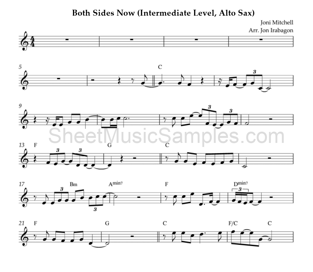 Both Sides Now (Intermediate Level, Alto Sax)