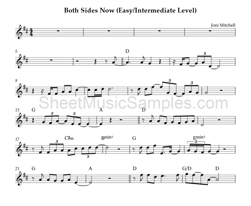 Both Sides Now (Easy/Intermediate Level)