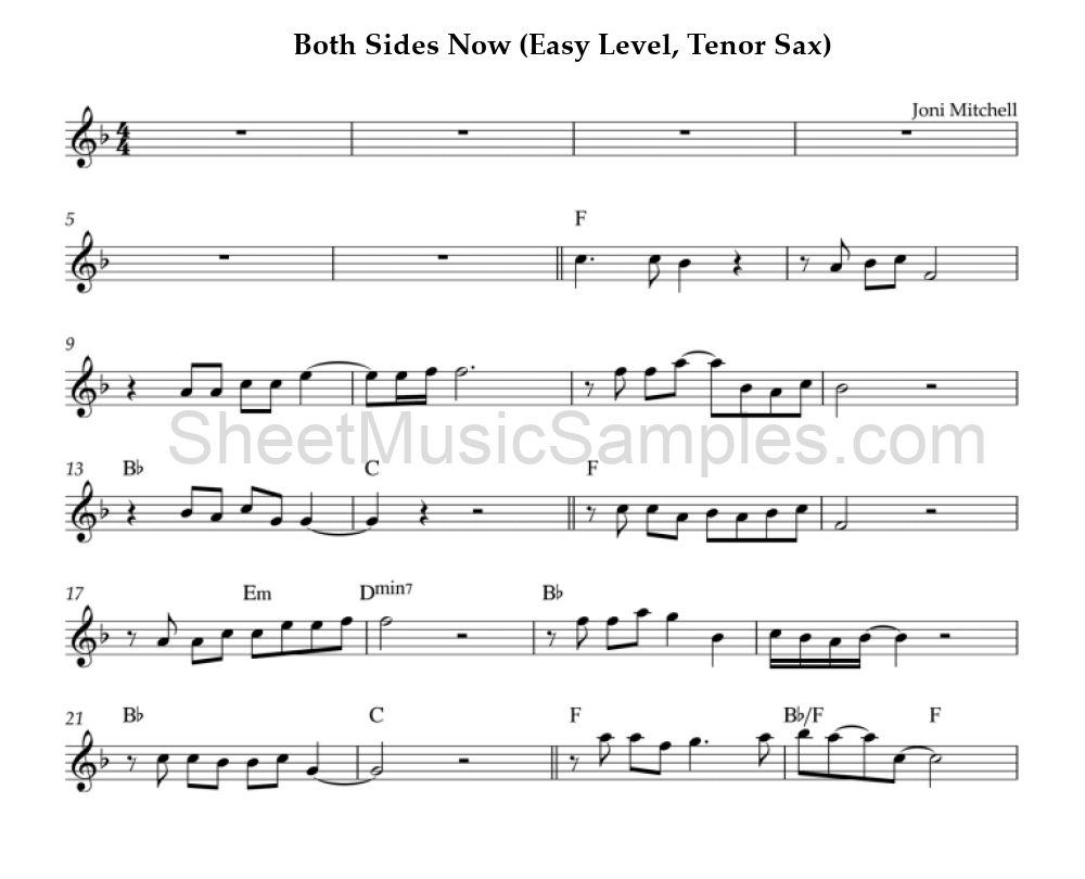 Both Sides Now (Easy Level, Tenor Sax)