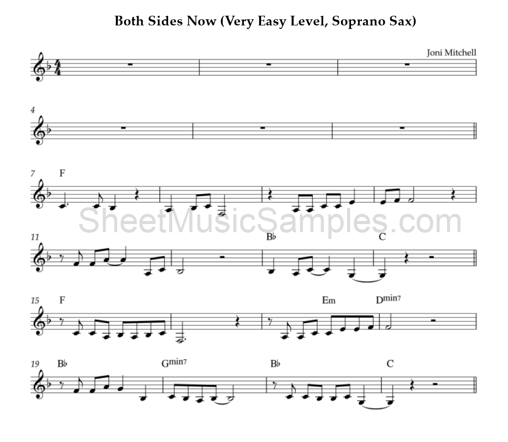 Both Sides Now (Very Easy Level, Soprano Sax)