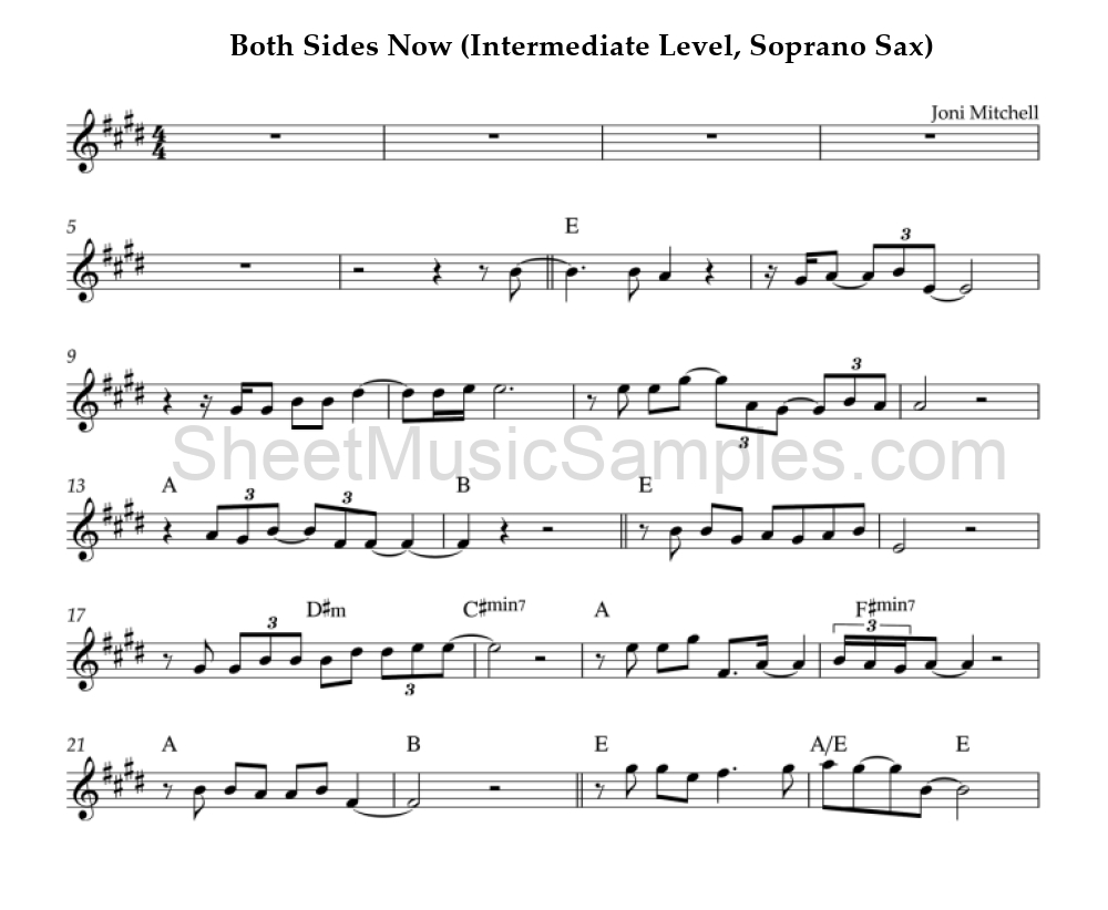 Both Sides Now (Intermediate Level, Soprano Sax)