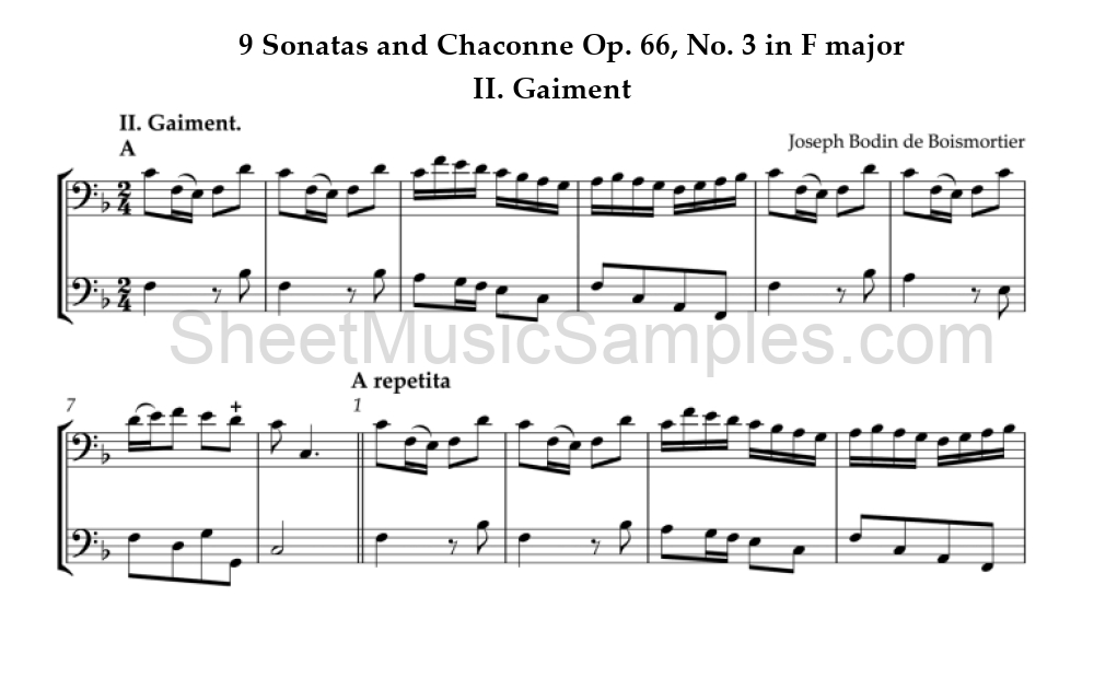 9 Sonatas and Chaconne Op. 66, No. 3 in F major - II. Gaiment