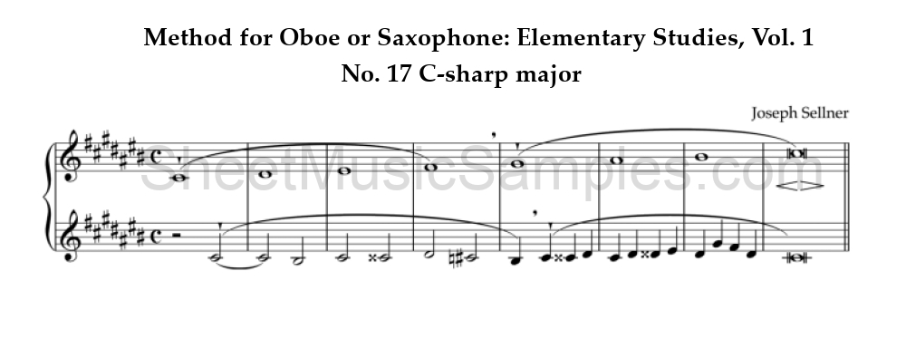 Method for Oboe or Saxophone: Elementary Studies, Vol. 1 - No. 17 C-sharp major