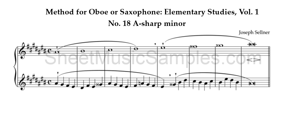 Method for Oboe or Saxophone: Elementary Studies, Vol. 1 - No. 18 A-sharp minor