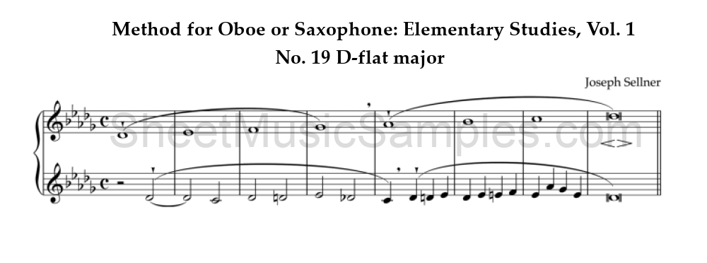 Method for Oboe or Saxophone: Elementary Studies, Vol. 1 - No. 19 D-flat major