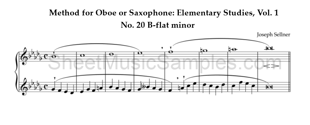 Method for Oboe or Saxophone: Elementary Studies, Vol. 1 - No. 20 B-flat minor