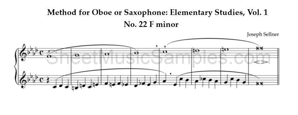 Method for Oboe or Saxophone: Elementary Studies, Vol. 1 - No. 22 F minor