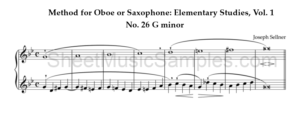 Method for Oboe or Saxophone: Elementary Studies, Vol. 1 - No. 26 G minor