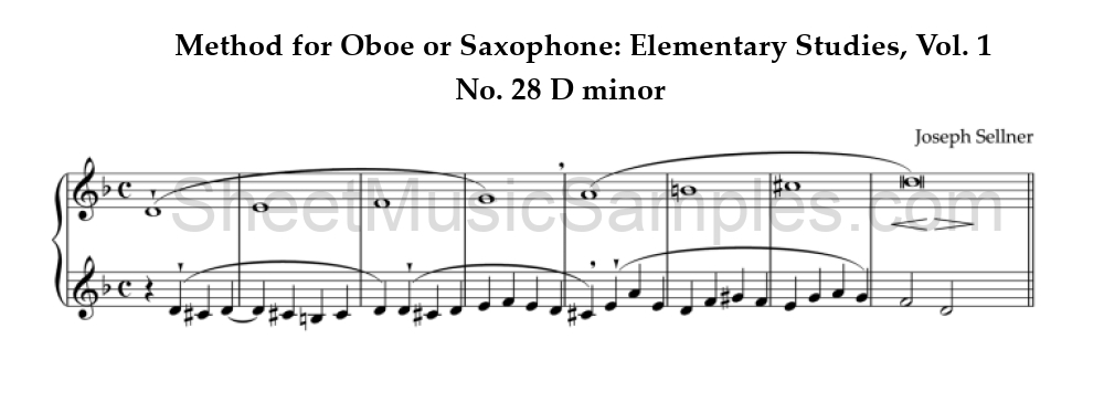 Method for Oboe or Saxophone: Elementary Studies, Vol. 1 - No. 28 D minor