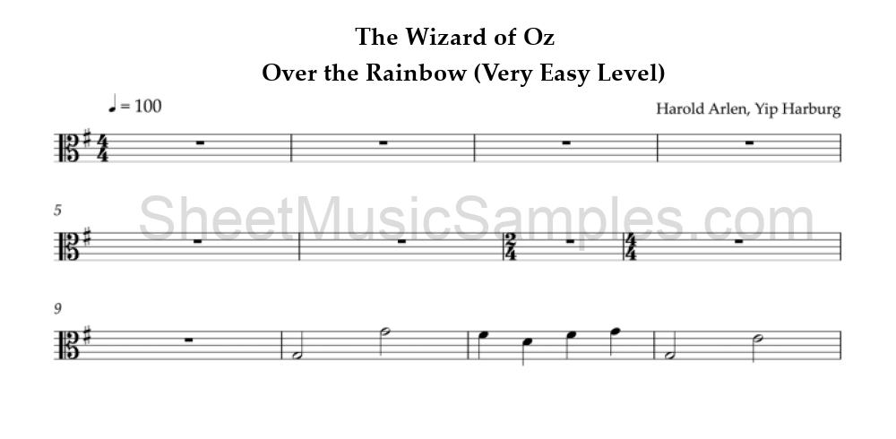 The Wizard of Oz - Over the Rainbow (Very Easy Level)