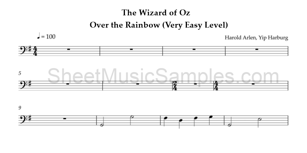 The Wizard of Oz - Over the Rainbow (Very Easy Level)