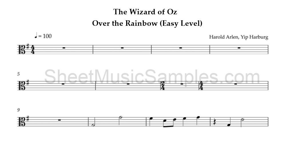 The Wizard of Oz - Over the Rainbow (Easy Level)