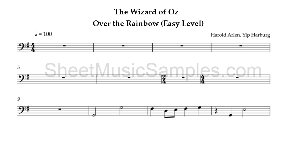 The Wizard of Oz - Over the Rainbow (Easy Level)