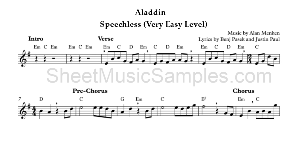 Aladdin - Speechless (Very Easy Level)