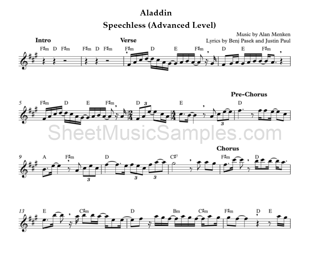 Aladdin - Speechless (Advanced Level)