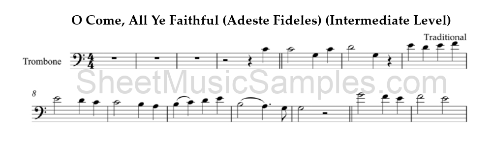 O Come, All Ye Faithful (Adeste Fideles) (Intermediate Level)