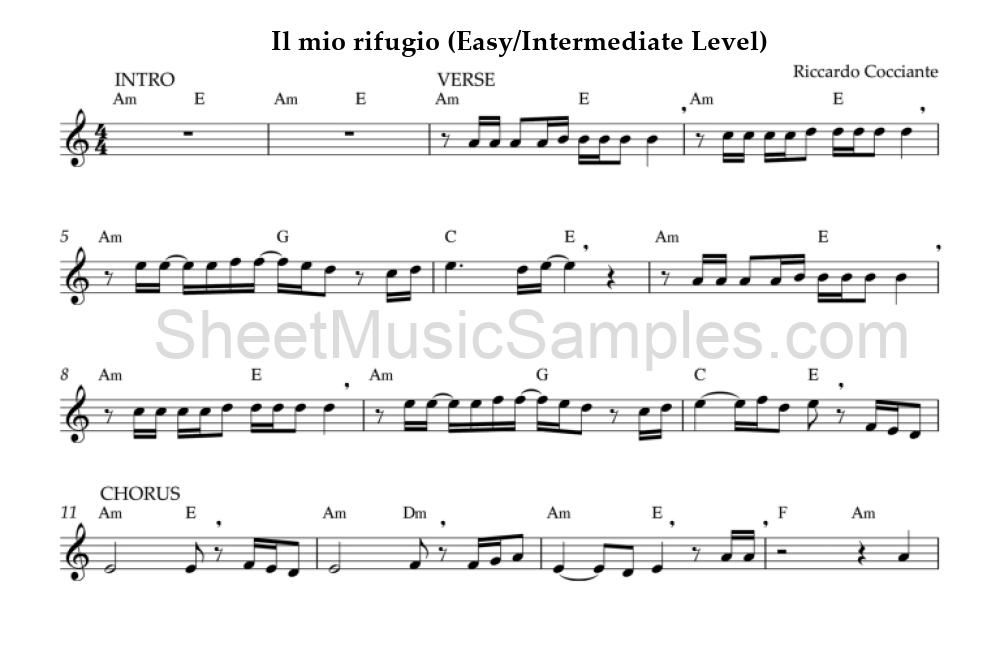 Il mio rifugio (Easy/Intermediate Level)