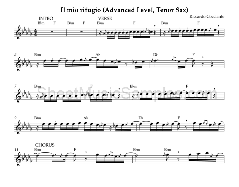 Il mio rifugio (Advanced Level, Tenor Sax)