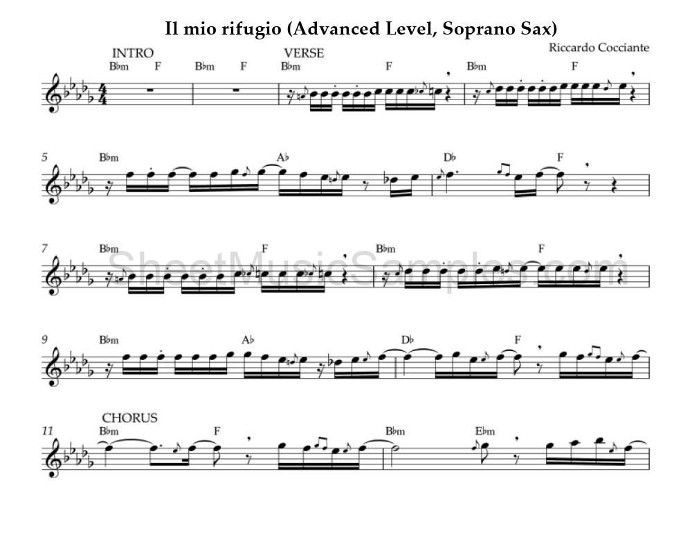 Il mio rifugio (Advanced Level, Soprano Sax)