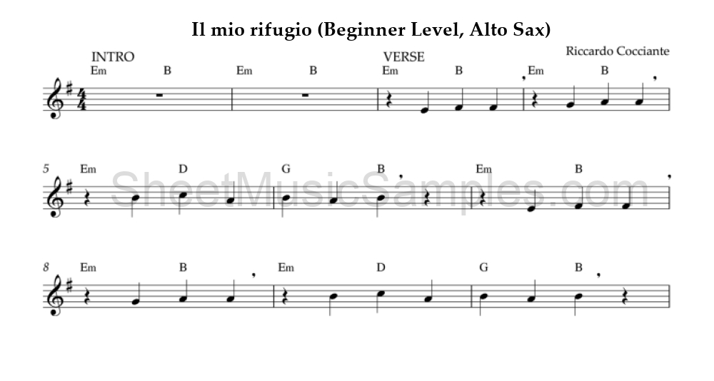 Il mio rifugio (Beginner Level, Alto Sax)