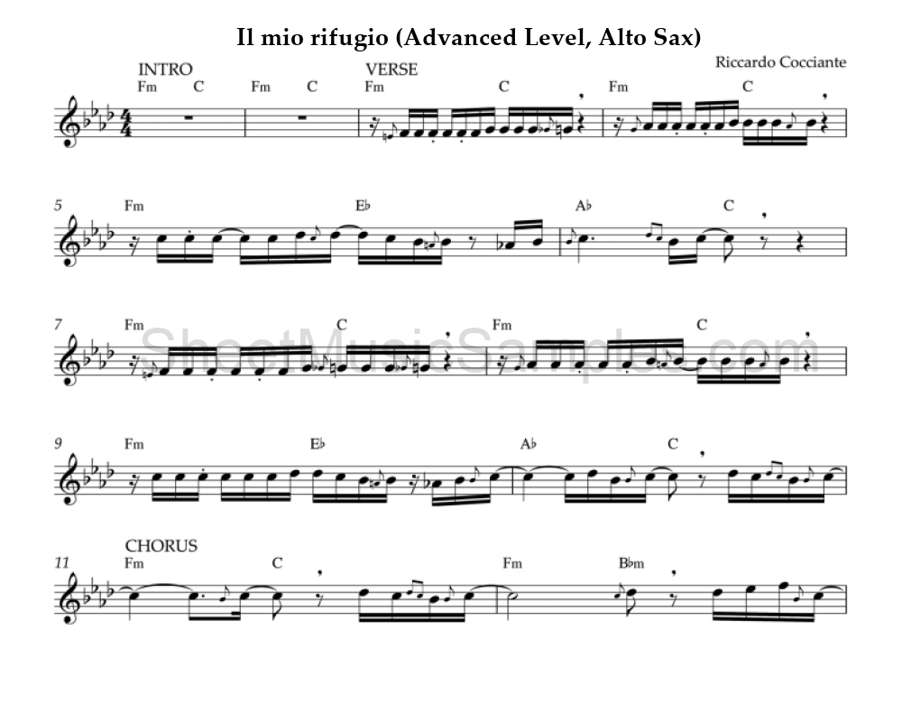 Il mio rifugio (Advanced Level, Alto Sax)