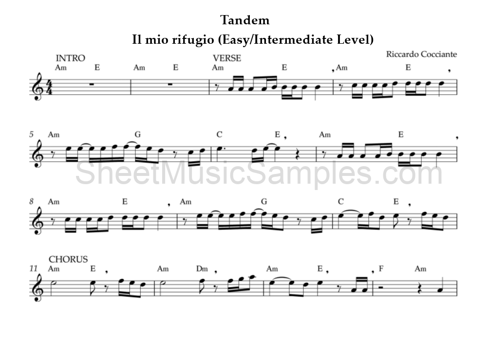 Tandem - Il mio rifugio (Easy/Intermediate Level)