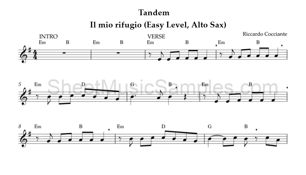 Tandem - Il mio rifugio (Easy Level, Alto Sax)