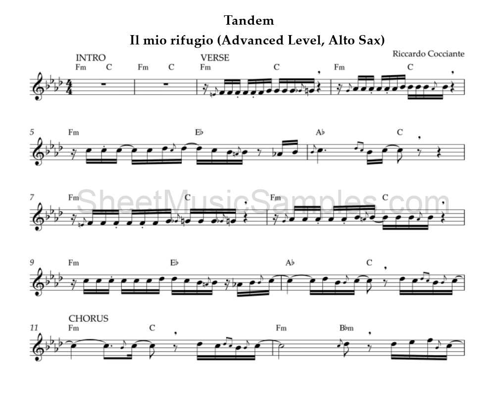 Tandem - Il mio rifugio (Advanced Level, Alto Sax)