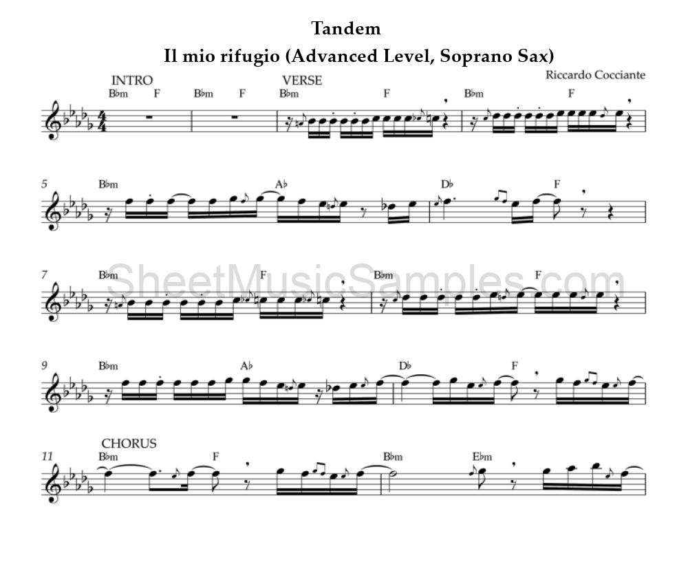 Tandem - Il mio rifugio (Advanced Level, Soprano Sax)