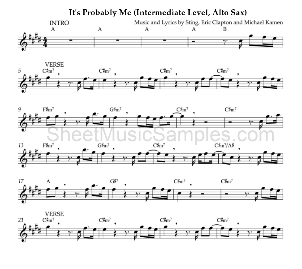 It's Probably Me (Intermediate Level, Alto Sax)