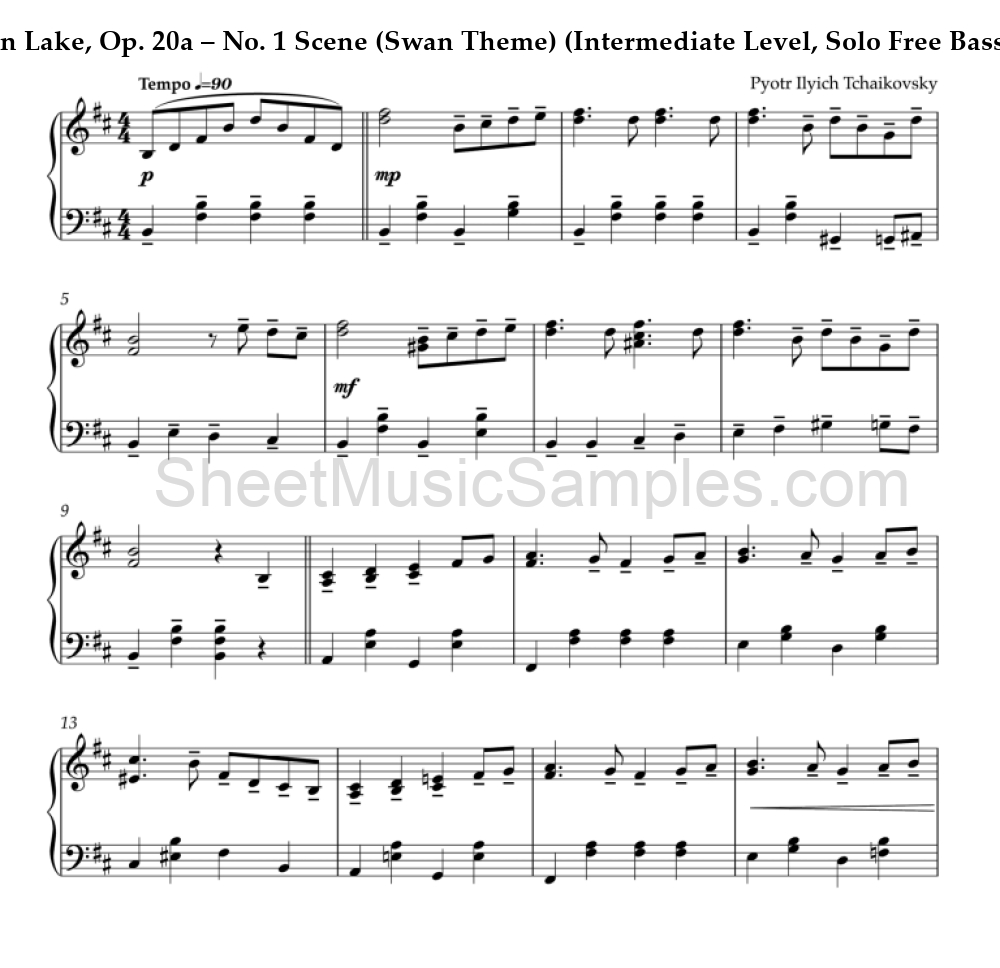 Swan Lake, Op. 20a – No. 1 Scene (Swan Theme) (Intermediate Level, Solo Free Bass Accordion)