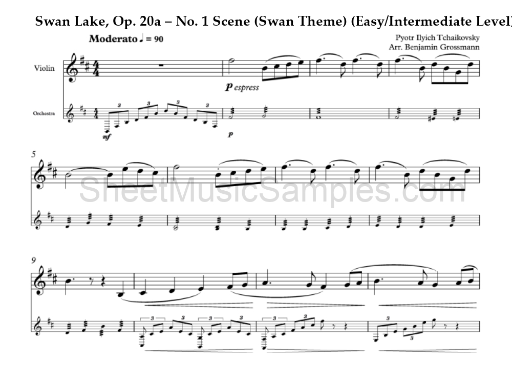 Swan Lake, Op. 20a – No. 1 Scene (Swan Theme) (Easy/Intermediate Level)