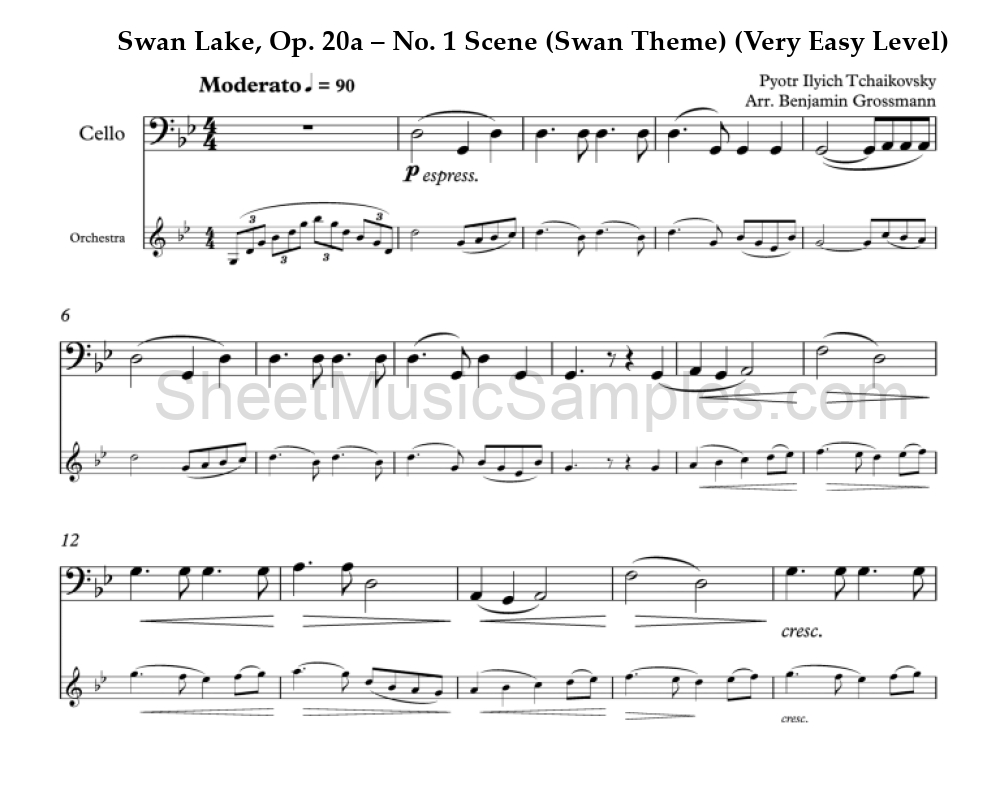 Swan Lake, Op. 20a – No. 1 Scene (Swan Theme) (Very Easy Level)