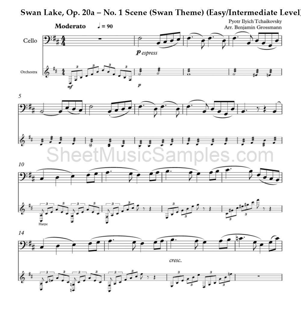 Swan Lake, Op. 20a – No. 1 Scene (Swan Theme) (Easy/Intermediate Level)