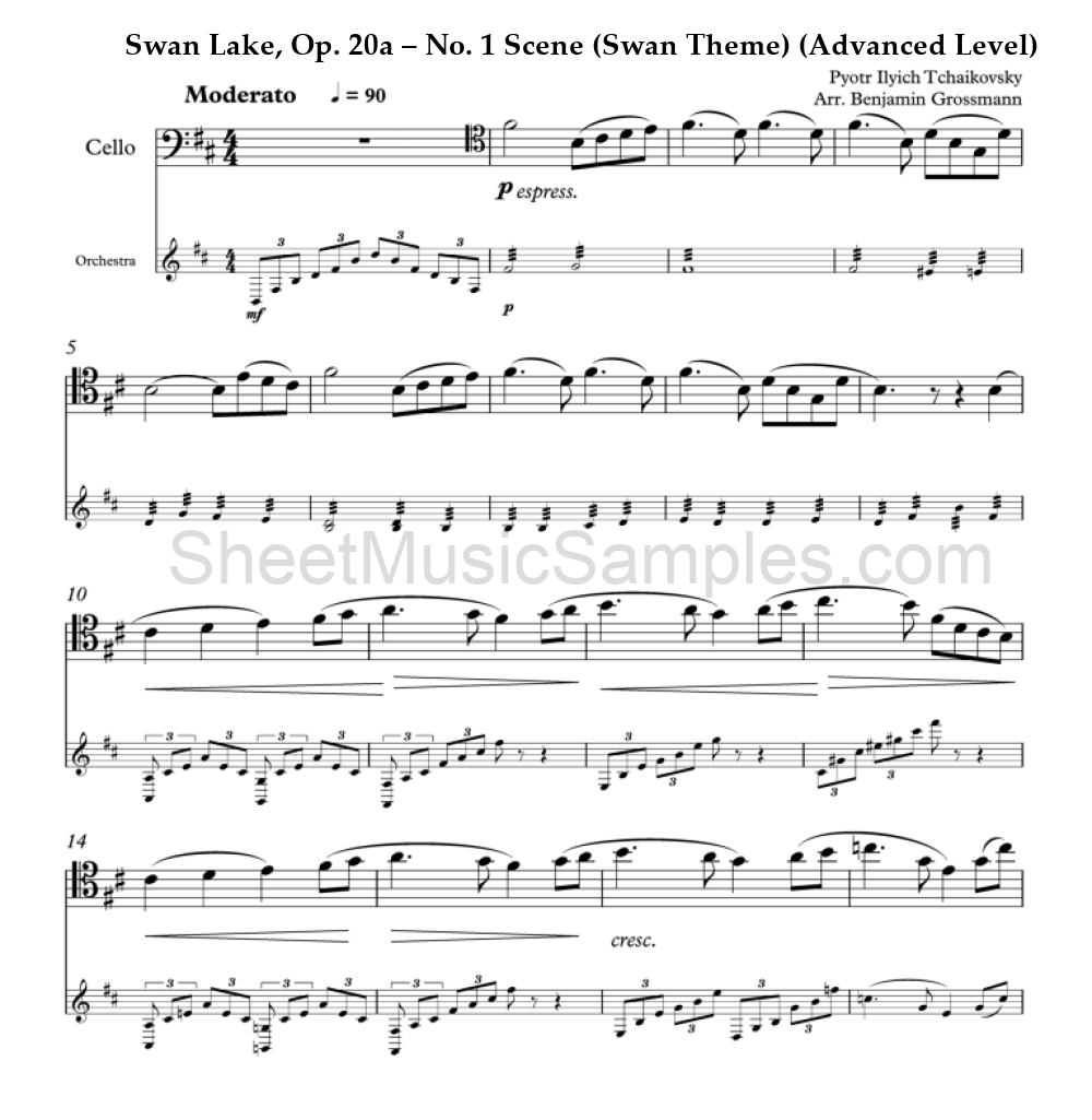 Swan Lake, Op. 20a – No. 1 Scene (Swan Theme) (Advanced Level)