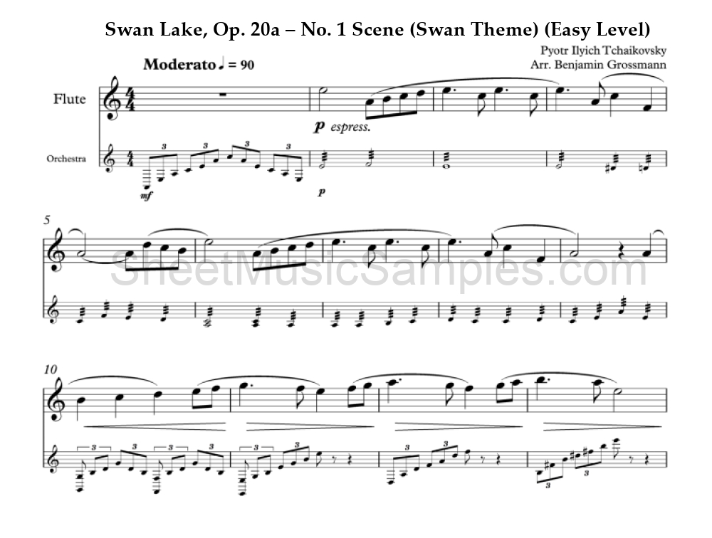 Swan Lake, Op. 20a – No. 1 Scene (Swan Theme) (Easy Level)