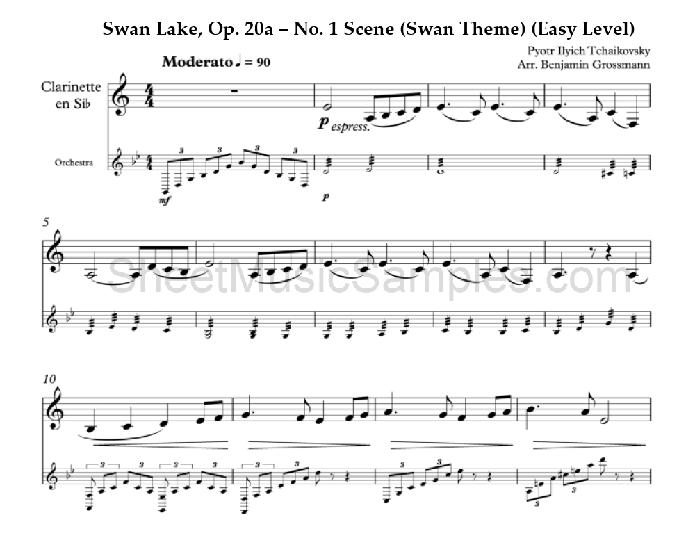 Swan Lake, Op. 20a – No. 1 Scene (Swan Theme) (Easy Level)