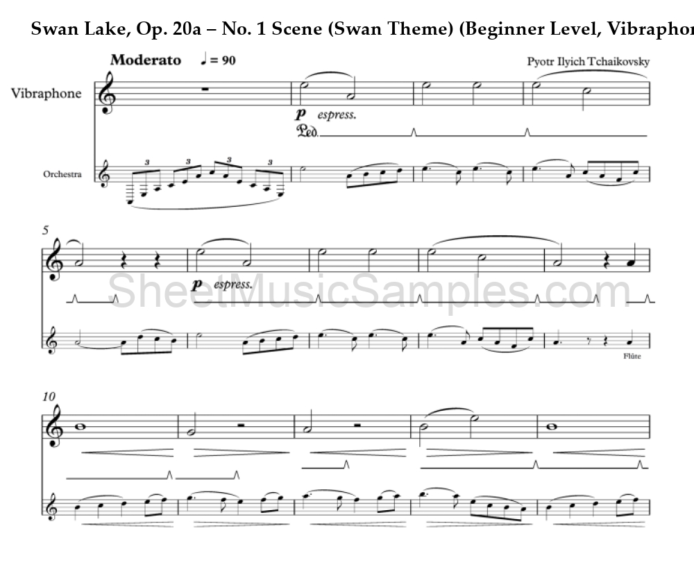 Swan Lake, Op. 20a – No. 1 Scene (Swan Theme) (Beginner Level, Vibraphone)