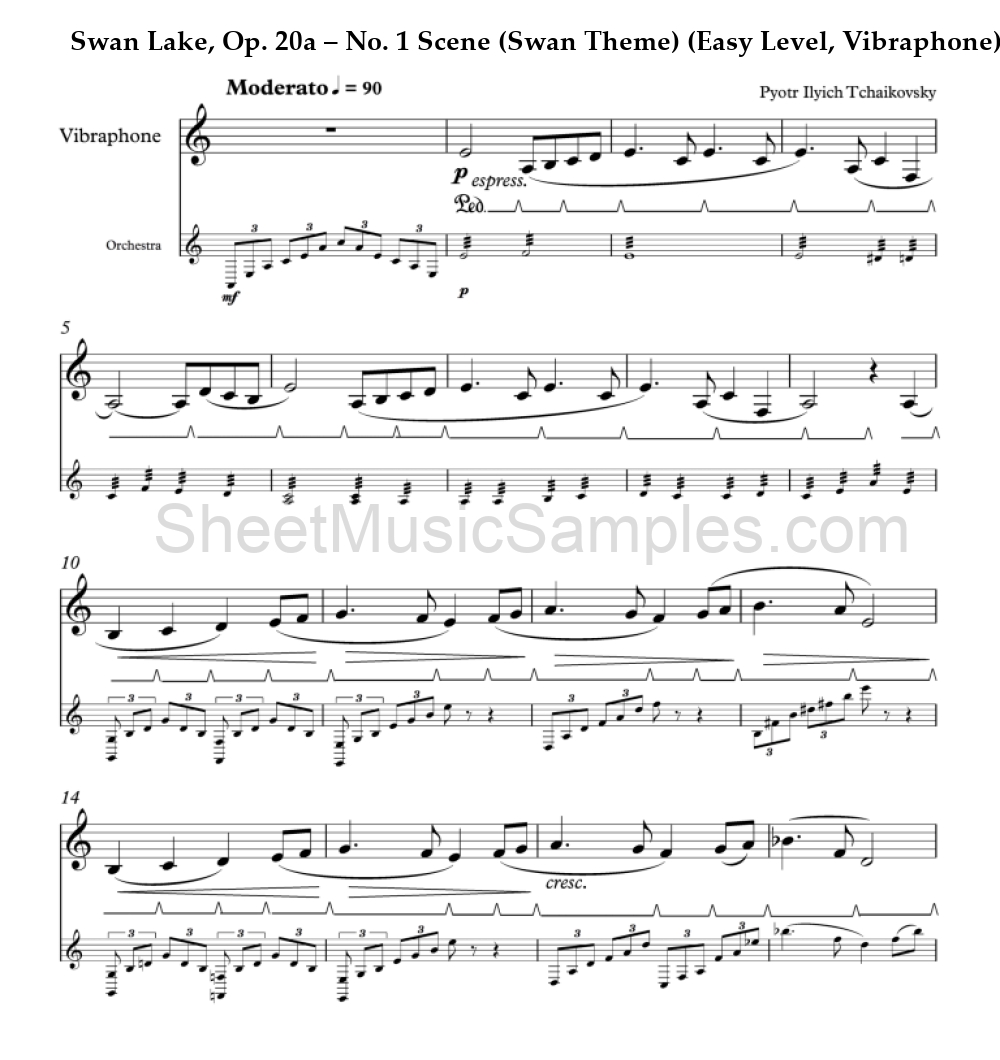 Swan Lake, Op. 20a – No. 1 Scene (Swan Theme) (Easy Level, Vibraphone)