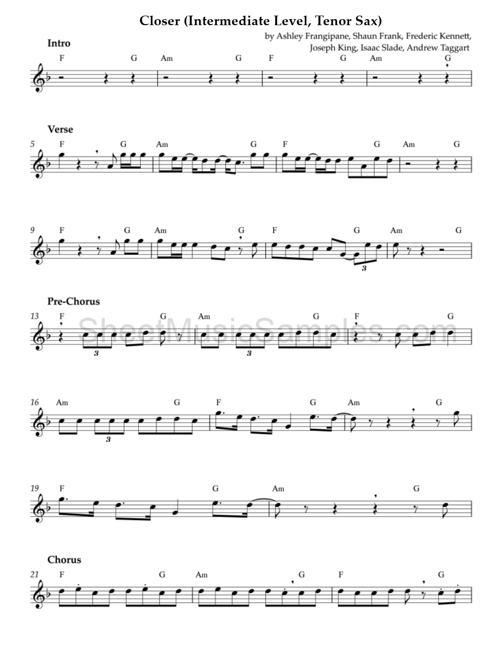 Closer (Intermediate Level, Tenor Sax)