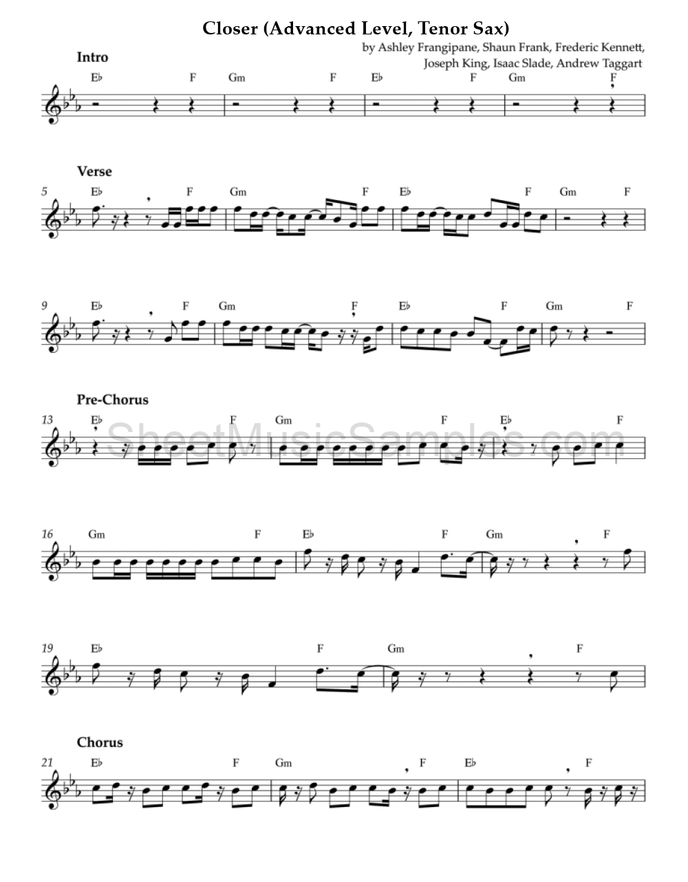 Closer (Advanced Level, Tenor Sax)