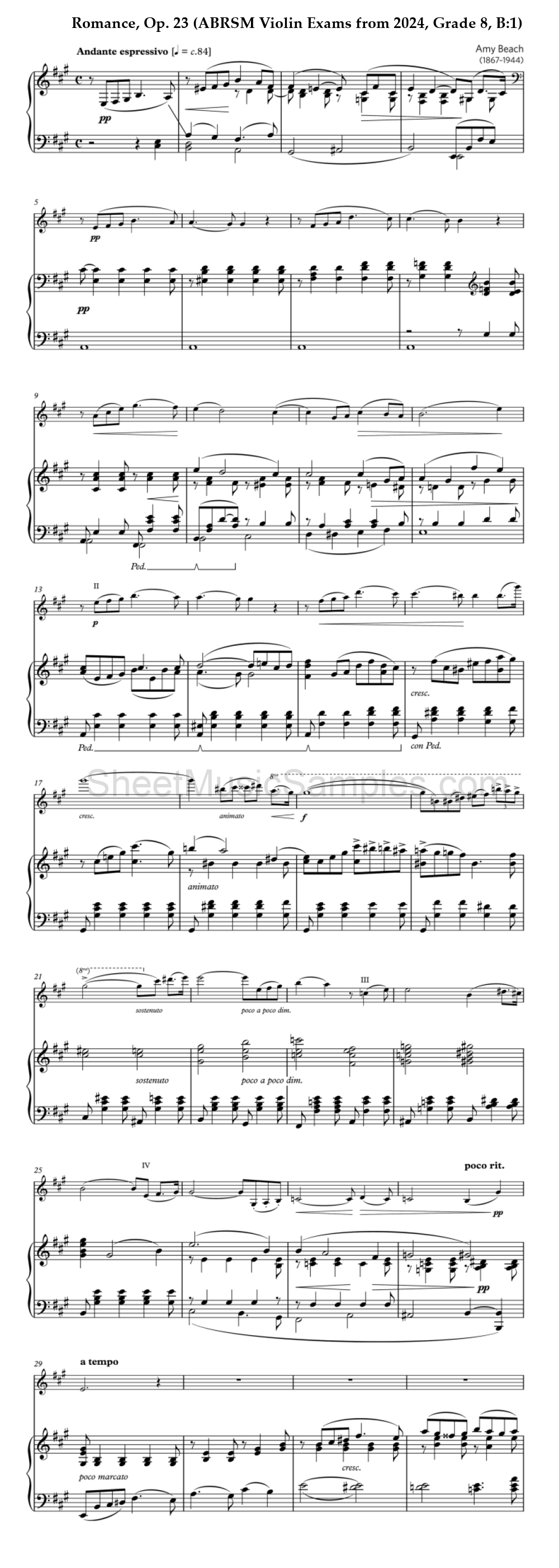 Romance, Op. 23 (ABRSM Violin Exams from 2024, Grade 8, B:1)