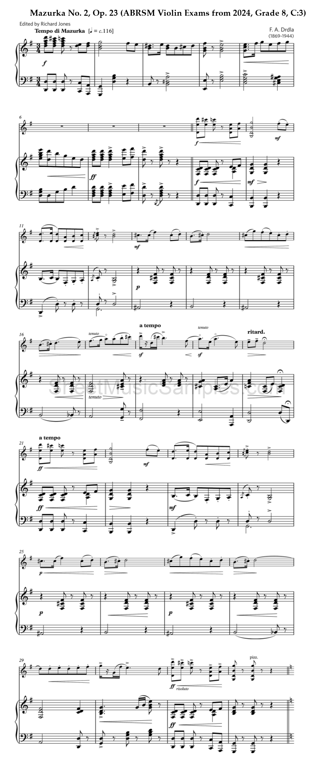 Mazurka No. 2, Op. 23 (ABRSM Violin Exams from 2024, Grade 8, C:3)