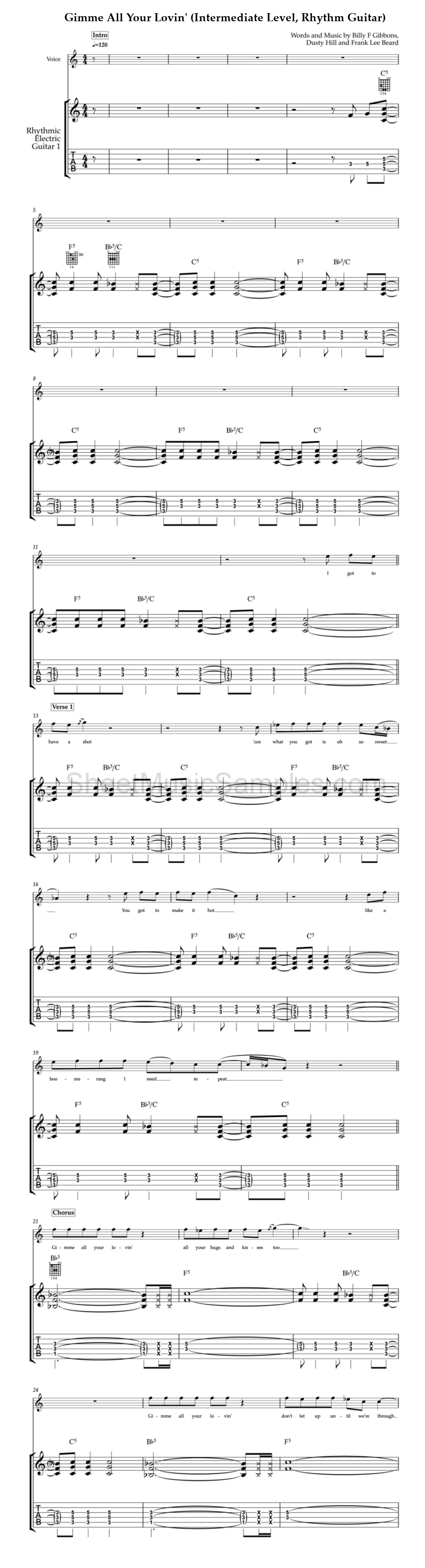 Gimme All Your Lovin' (Intermediate Level, Rhythm Guitar)