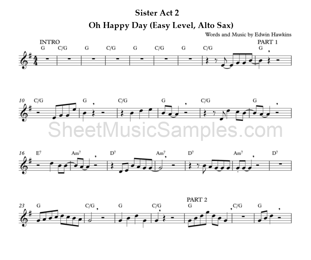 Sister Act 2 - Oh Happy Day (Easy Level, Alto Sax)