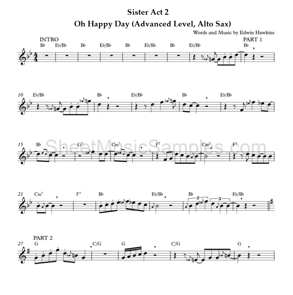 Sister Act 2 - Oh Happy Day (Advanced Level, Alto Sax)