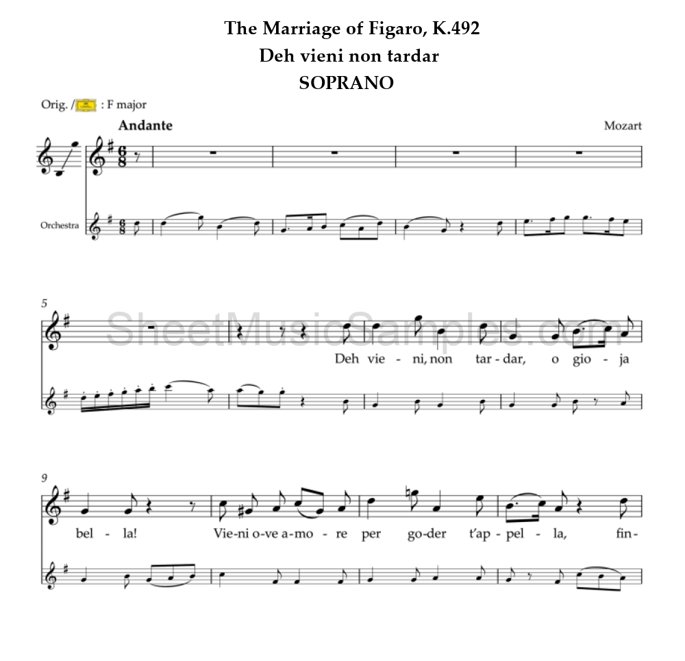 The Marriage of Figaro, K.492 - Deh vieni non tardar - SOPRANO