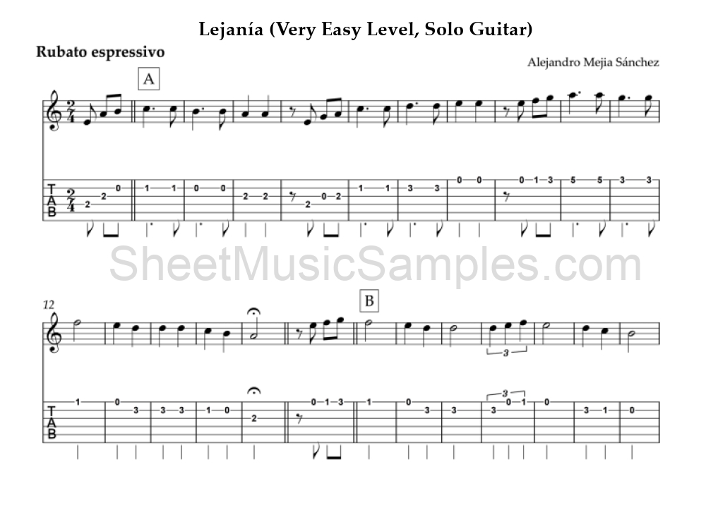 Lejanía (Very Easy Level, Solo Guitar)