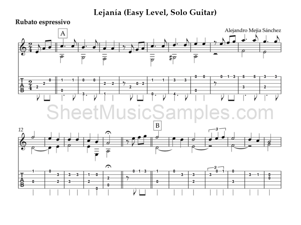 Lejanía (Easy Level, Solo Guitar)